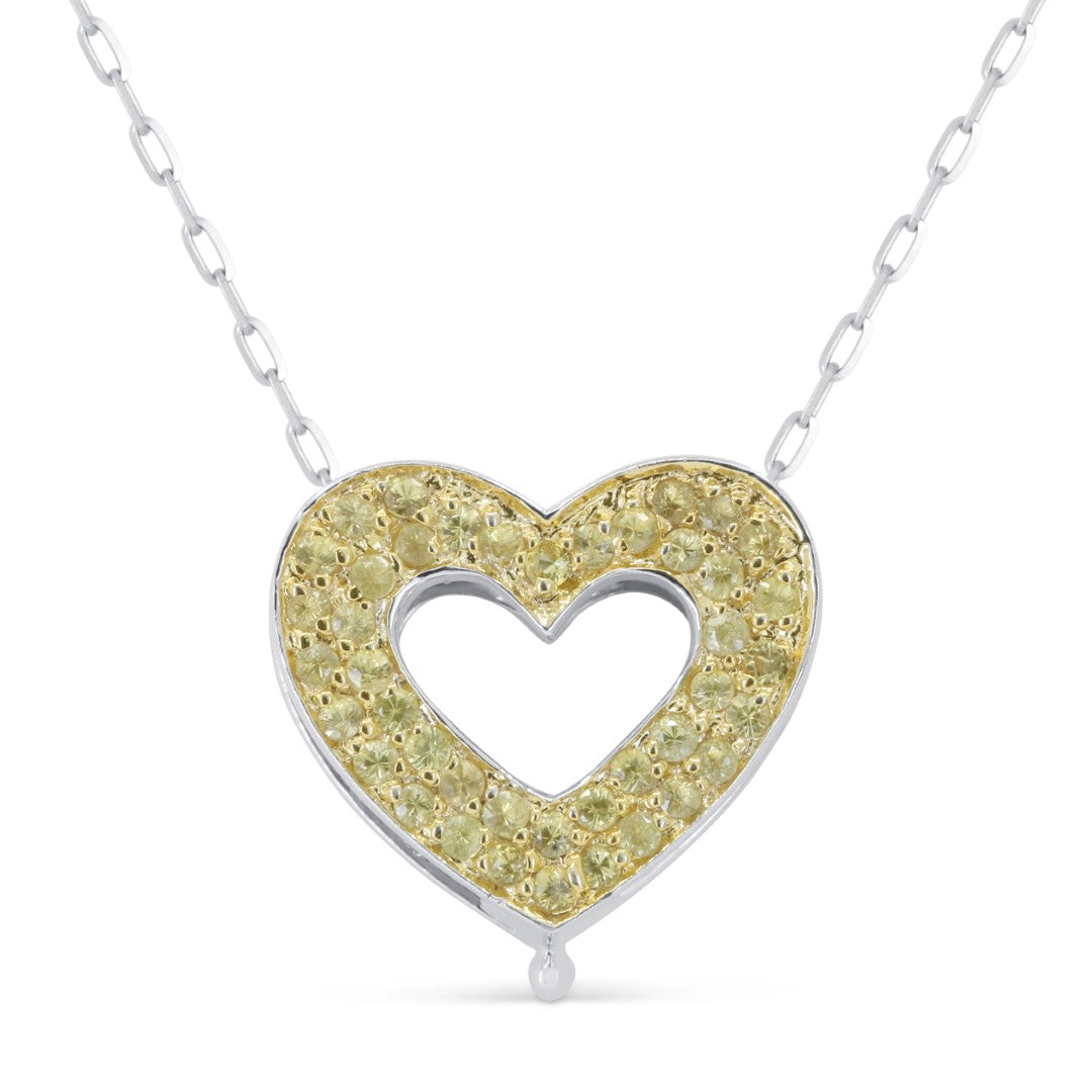 Beautiful Hand Crafted 14K White Gold  Yellow Sapphire And Diamond Eclectica Collection Pendant