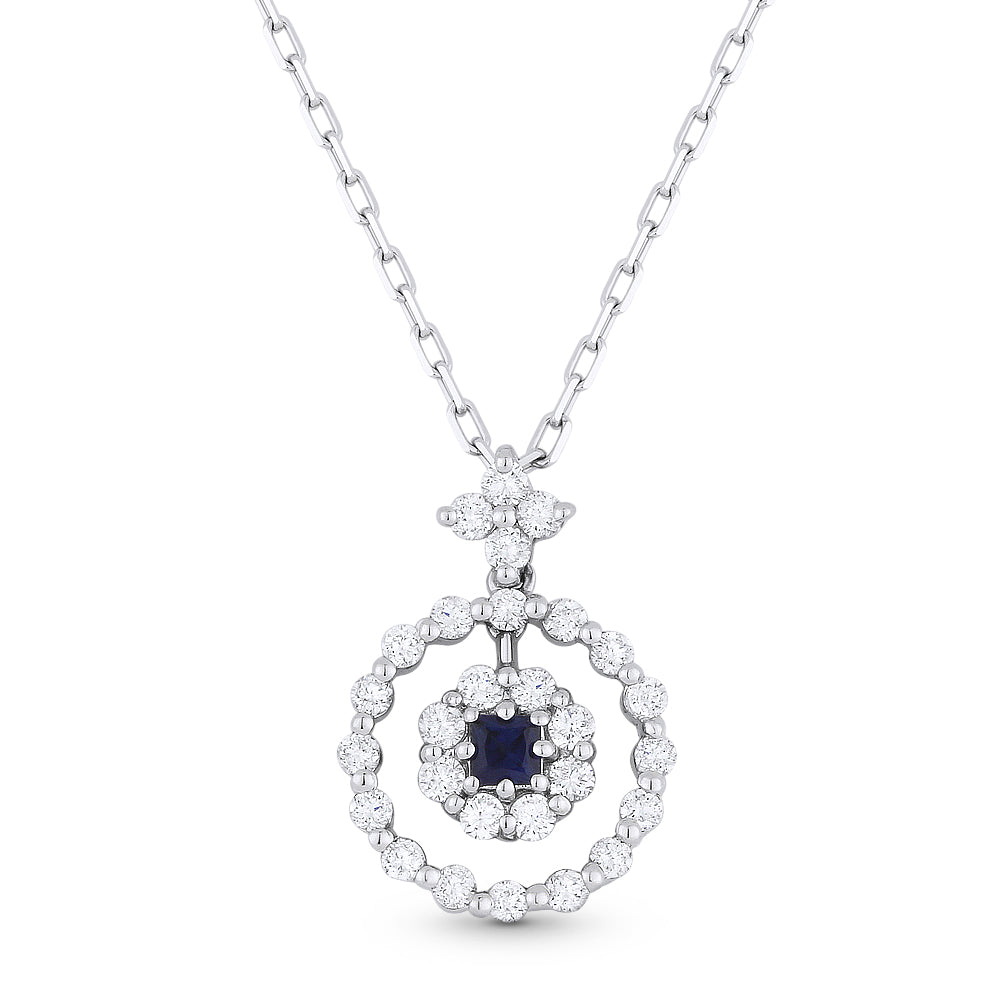 Beautiful Hand Crafted 18K White Gold  Sapphire And Diamond Arianna Collection Pendant