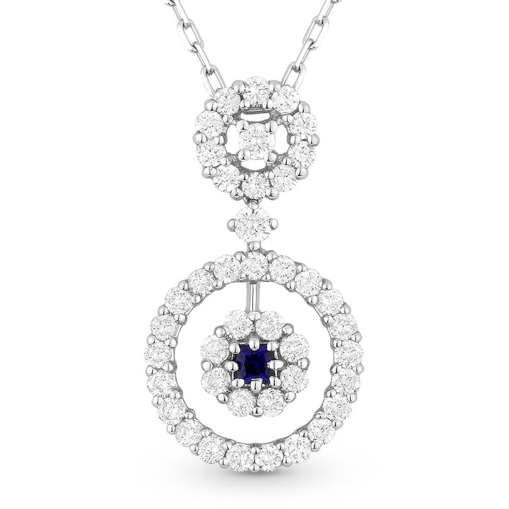 Madison L 18K White Gold Sapphire Round Pendant - style DP4473