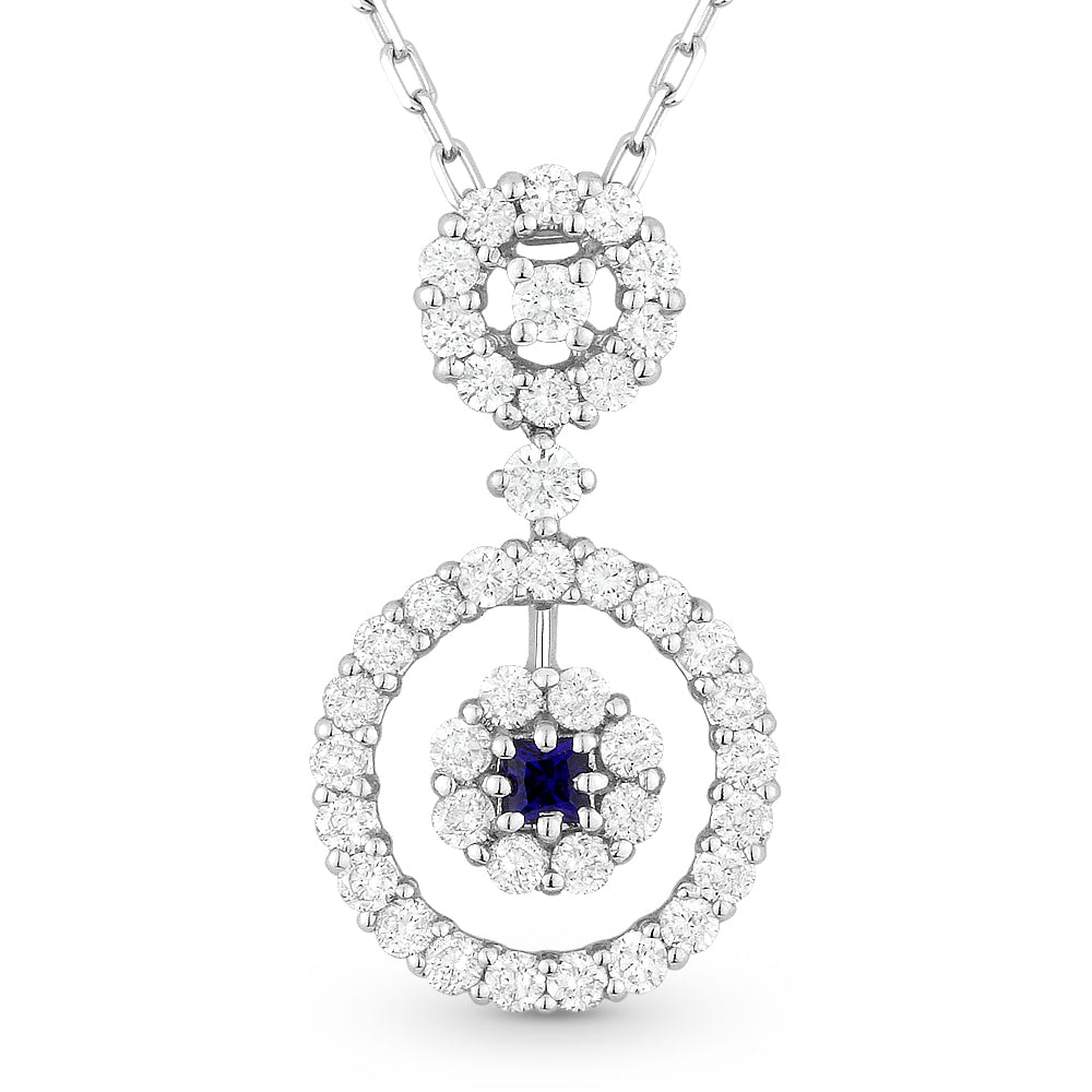 Beautiful Hand Crafted 18K White Gold  Sapphire And Diamond Arianna Collection Pendant