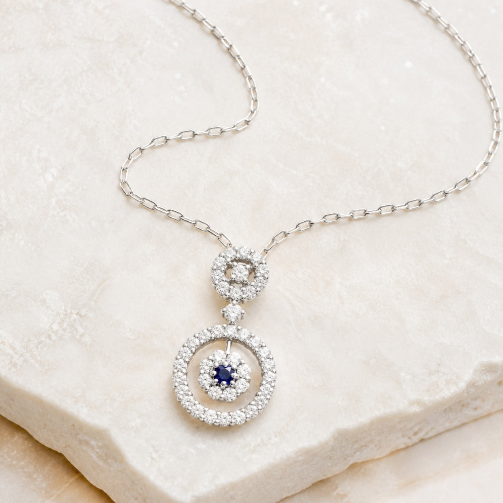 DP4473 - 18K White Gold Sapphire Round Pendant