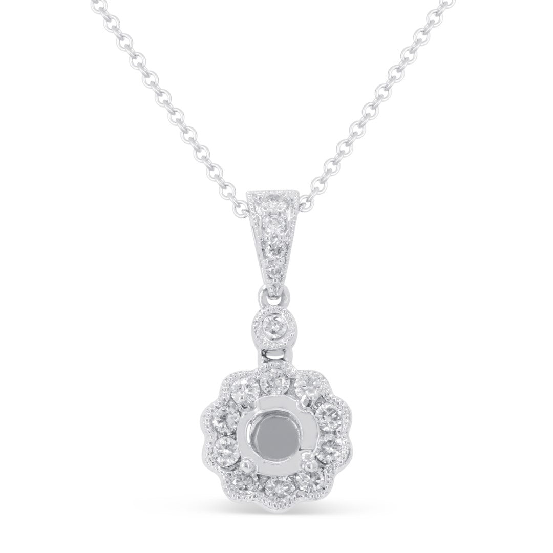 Beautiful Hand Crafted 18K White Gold White Diamond Milano Collection Pendant