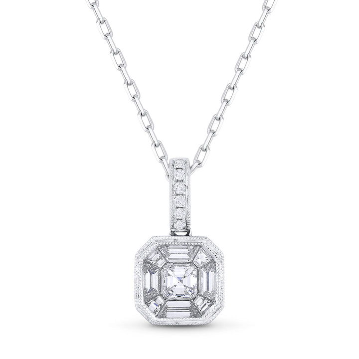 DP5040 - 18K White Gold Diamond Cluster Pendant