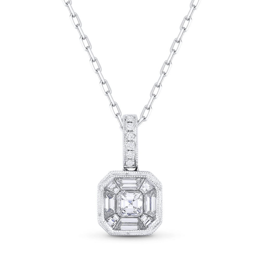 Beautiful Hand Crafted 18K White Gold White Diamond Lumina Collection Pendant