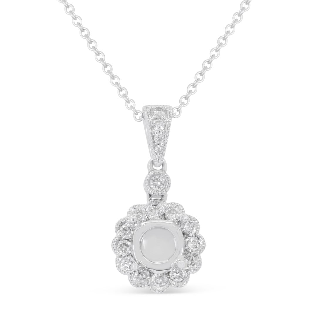 Beautiful Hand Crafted 18K White Gold White Diamond Milano Collection Pendant