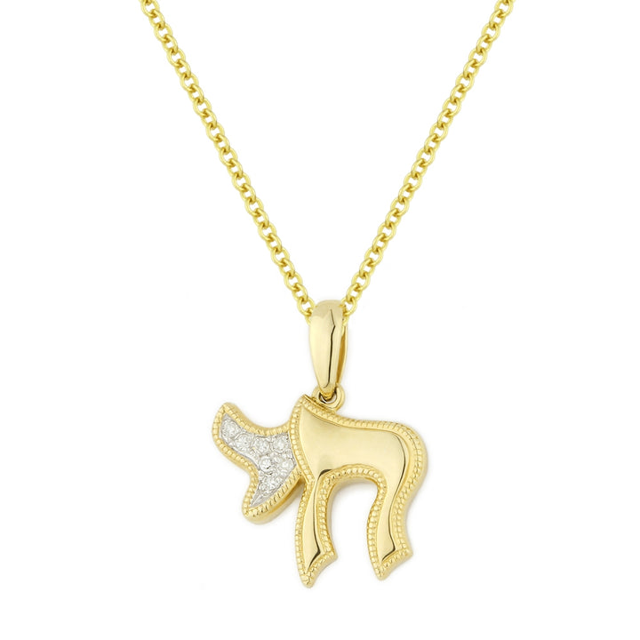Madison L 14K White Gold Diamond Chai Pendant - style DP5645