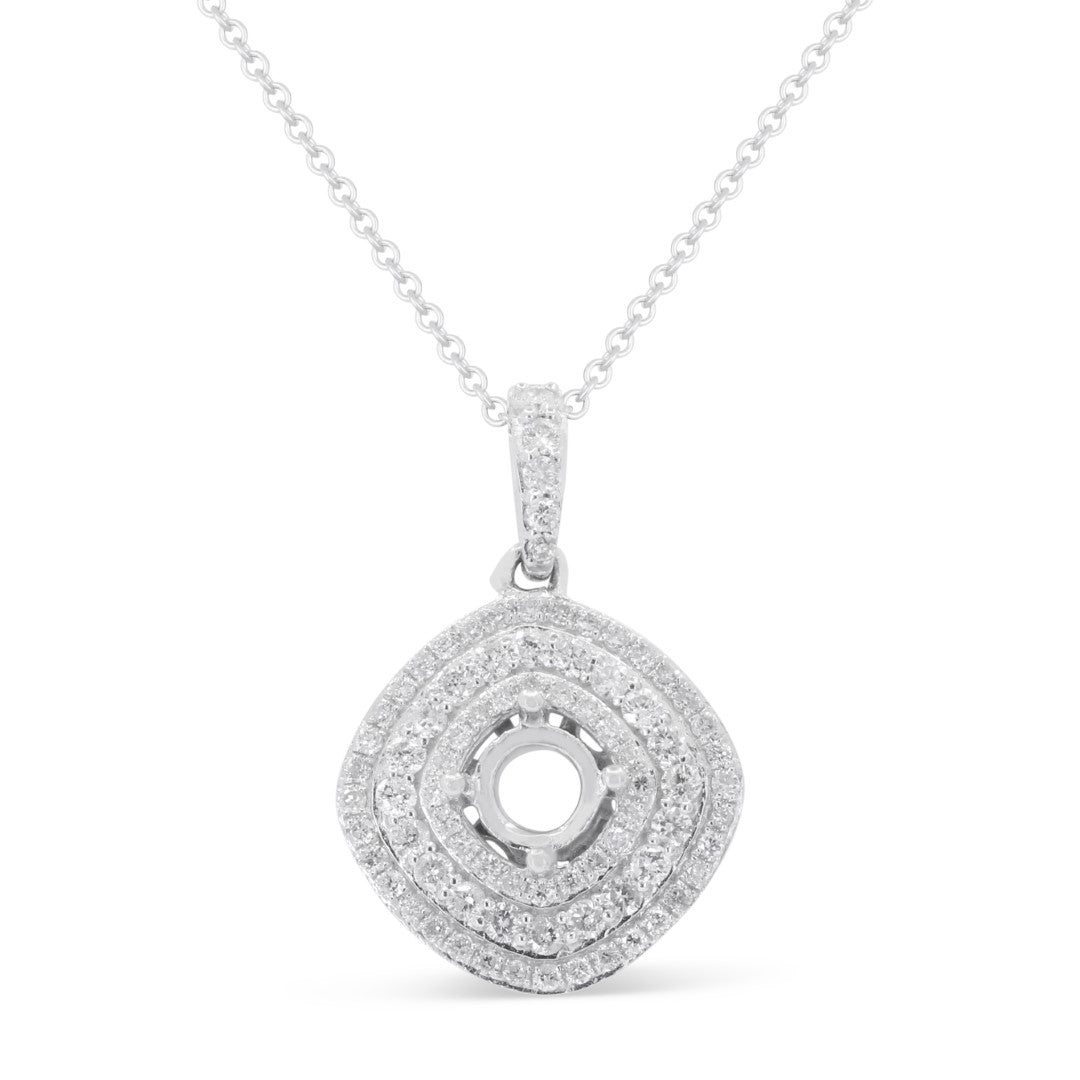 Beautiful Hand Crafted 14K White Gold White Diamond Milano Collection Pendant