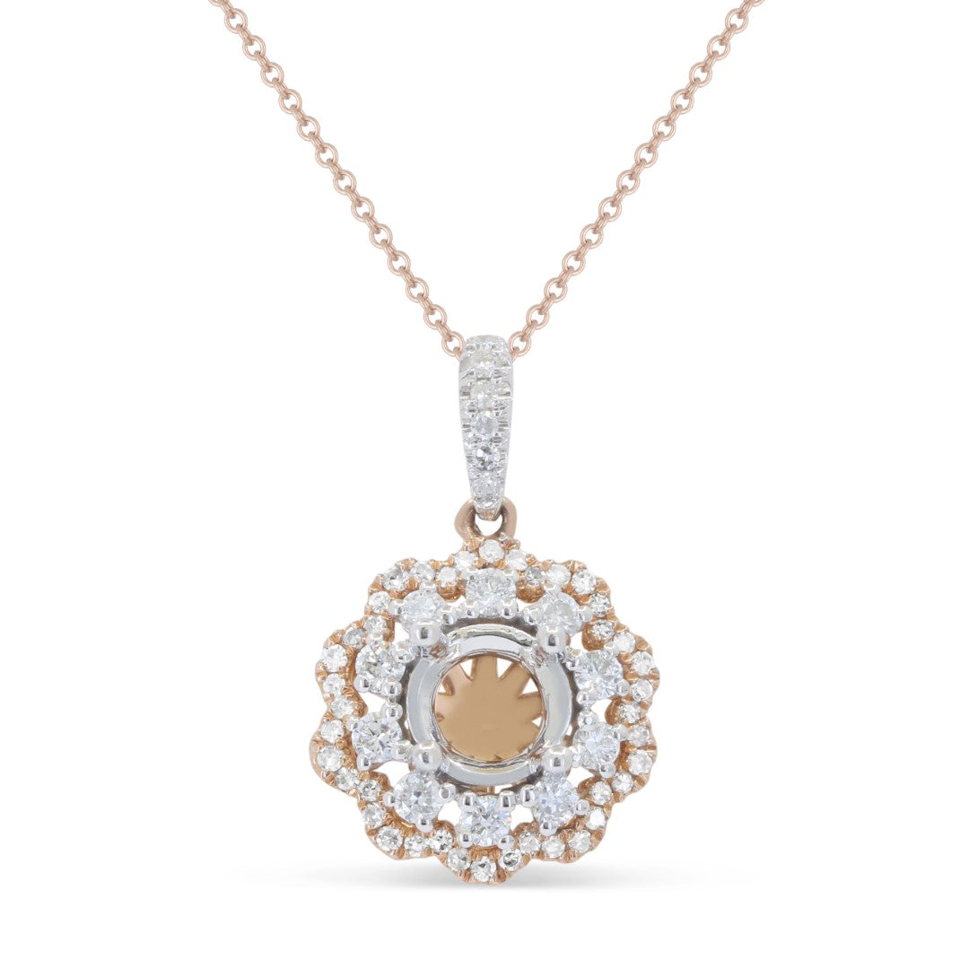 Beautiful Hand Crafted 14K Rose Gold White Diamond Milano Collection Pendant