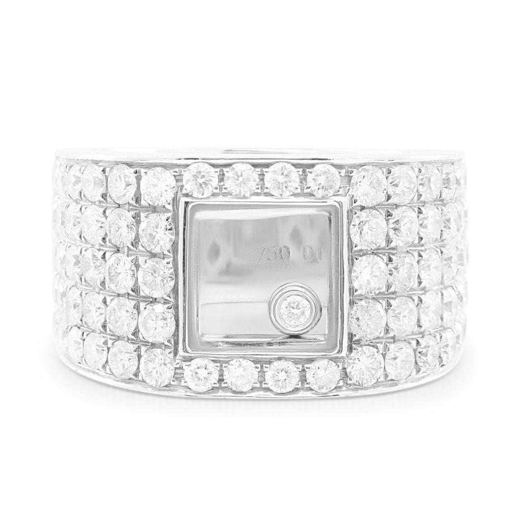 Beautiful Hand Crafted 18K White Gold White Diamond Milano Collection Ring