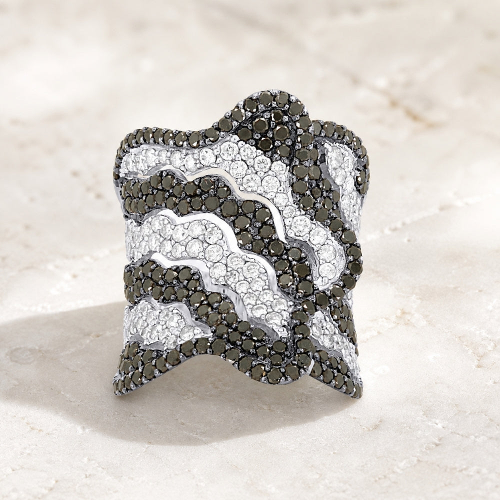 DR10805 - 18K White Gold Black Diamond Ring