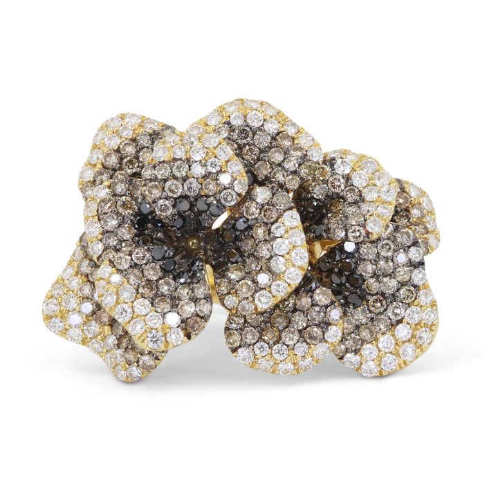 Beautiful Hand Crafted 18K Yellow Gold  Brown Diamond And Diamond Aspen Collection Ring