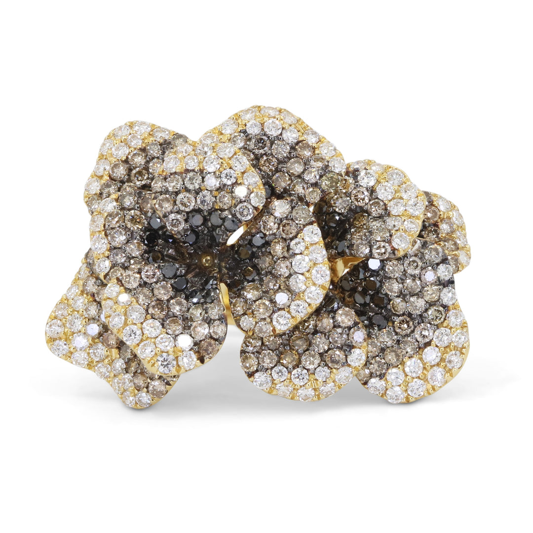 Beautiful Hand Crafted 18K Yellow Gold  Brown Diamond And Diamond Aspen Collection Ring