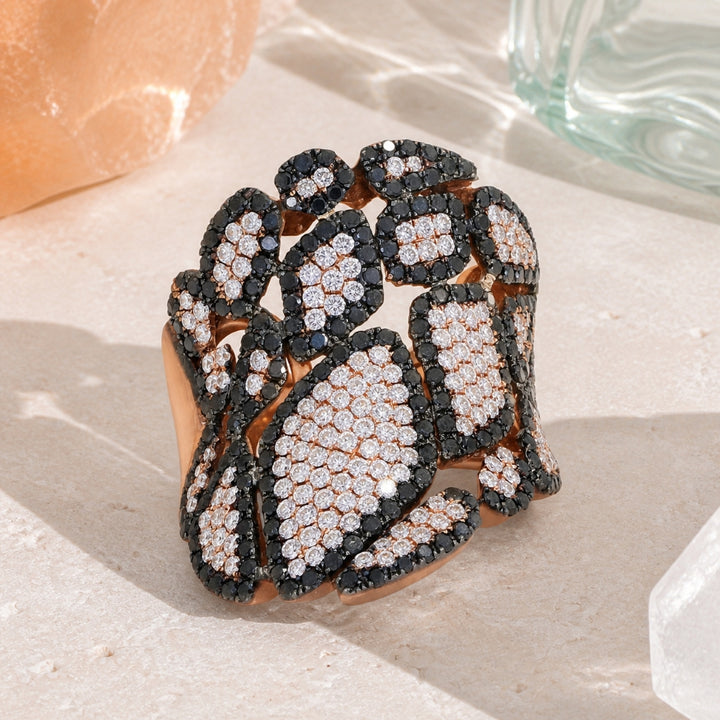 DR11489 - 18K Rose Gold Black Diamond Ring