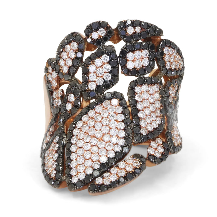 Beautiful Hand Crafted 18K Rose Gold  Black Diamond And Diamond Aspen Collection Ring