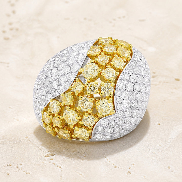 DR11958 - 18K White Gold Yellow Diamond Cocktail Ring