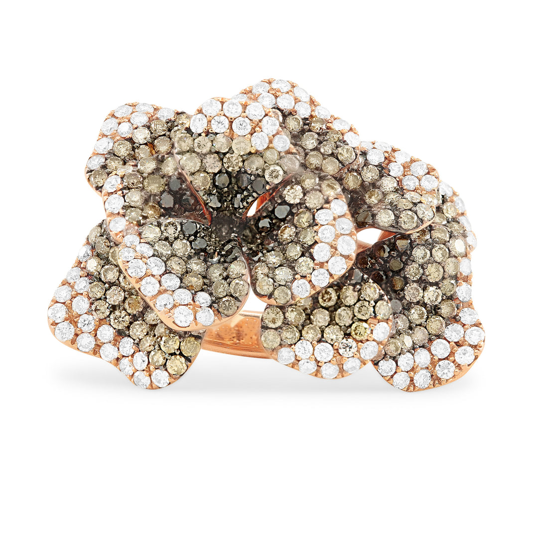Beautiful Hand Crafted 18K Rose Gold  Brown Diamond And Diamond Aspen Collection Ring