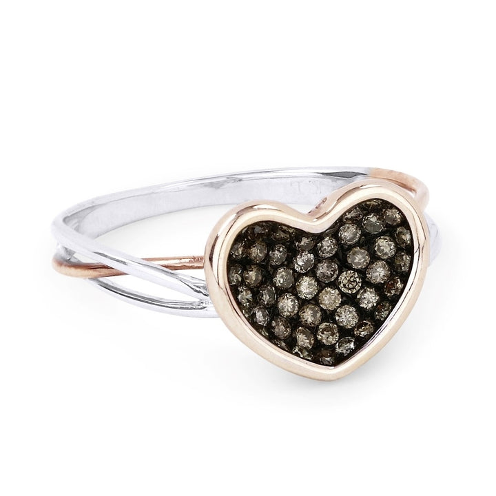 Madison L 14K Two Tone Gold Brown Diamond Heart Ring - style DR12165