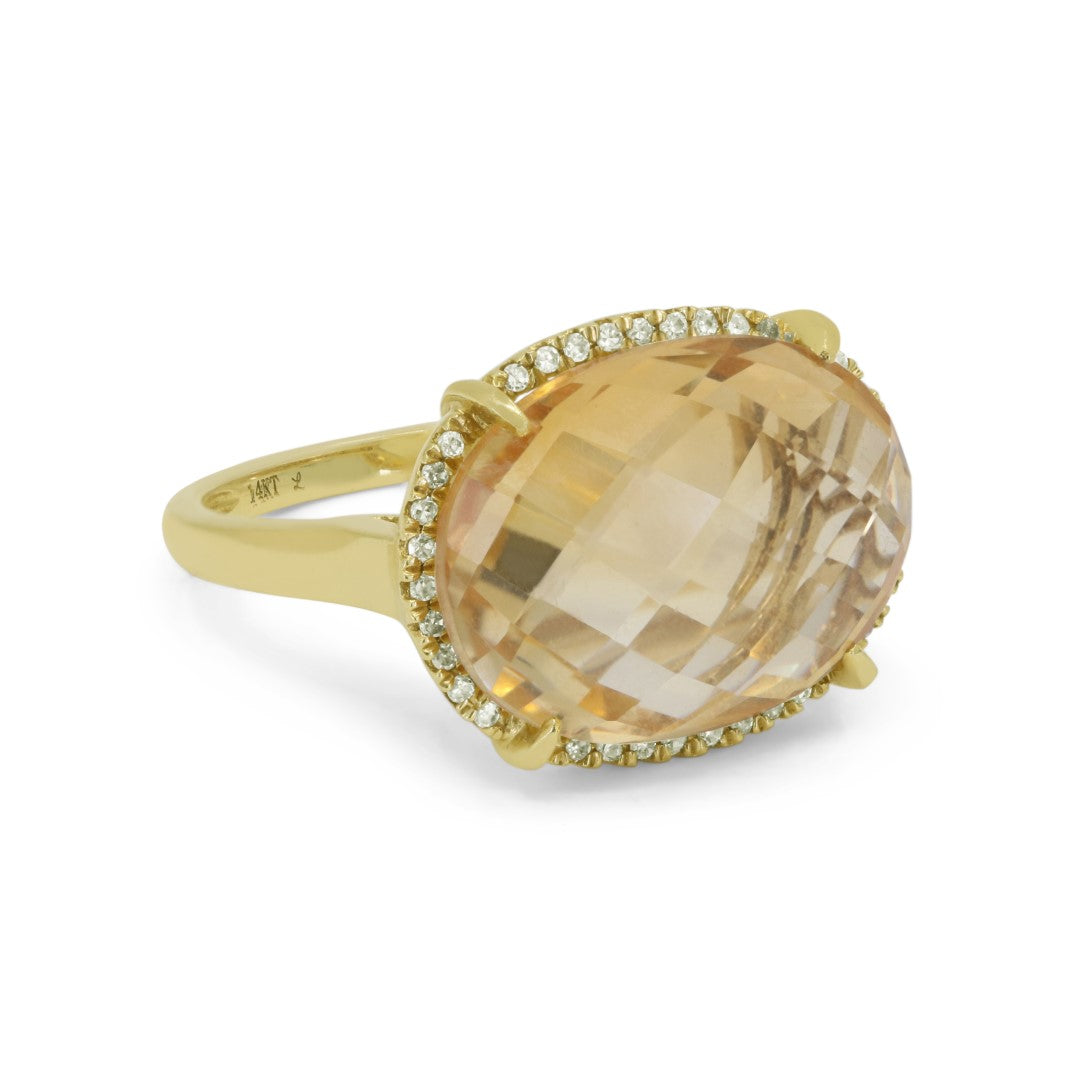 Beautiful Hand Crafted 14K Yellow Gold  Citrine And Diamond Eclectica Collection Ring