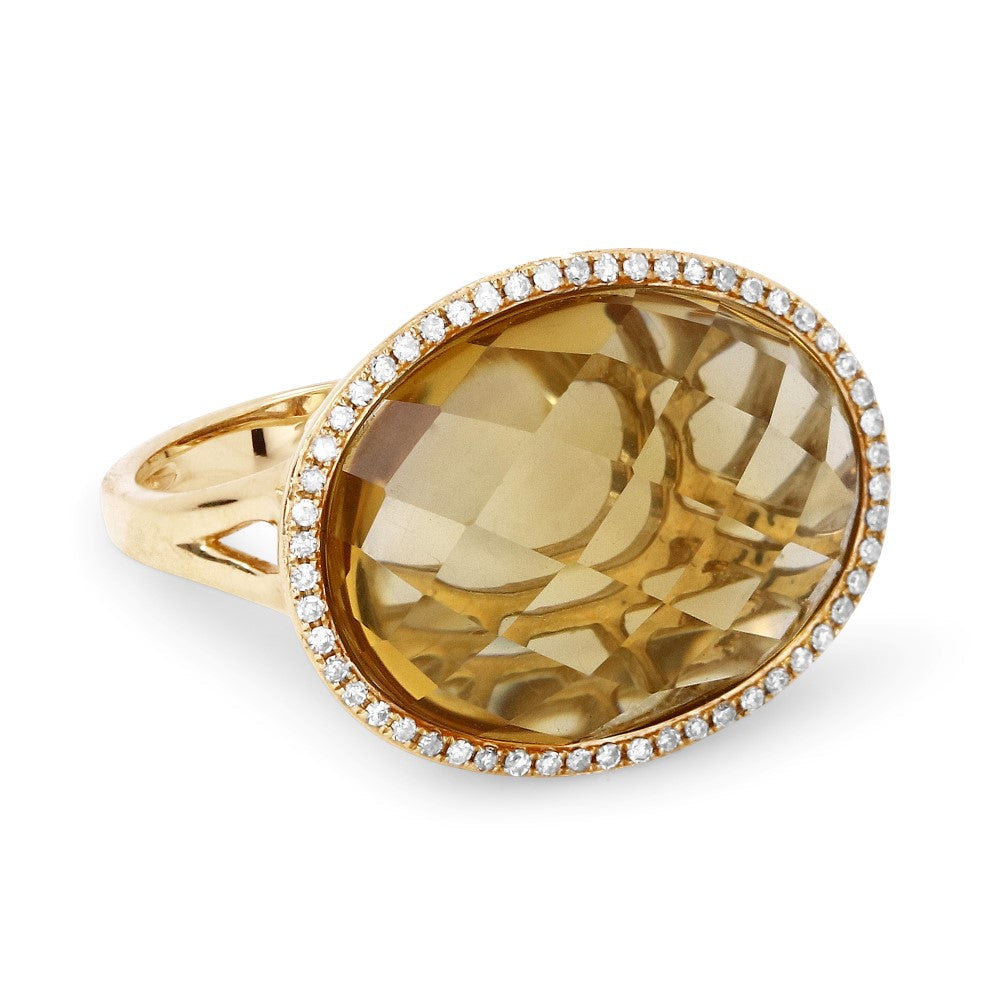 Beautiful Hand Crafted 14K Yellow Gold  Citrine And Diamond Eclectica Collection Ring