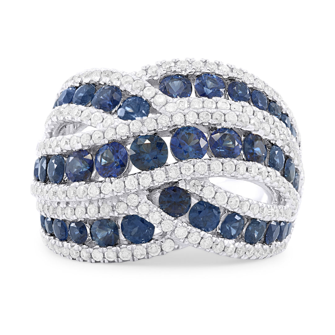 Beautiful Hand Crafted 18K White Gold  Sapphire And Diamond Arianna Collection Ring