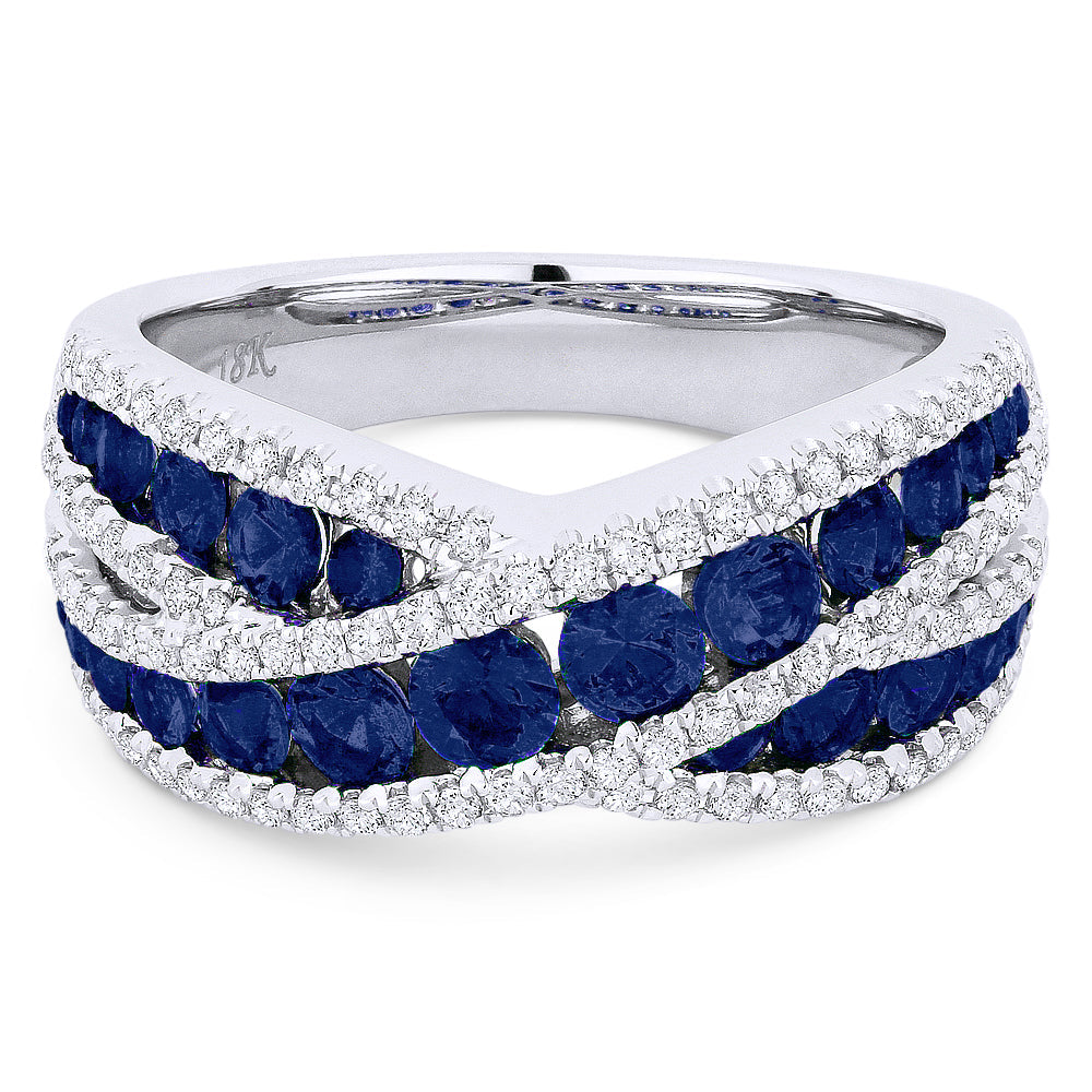 Beautiful Hand Crafted 18K White Gold  Sapphire And Diamond Arianna Collection Ring