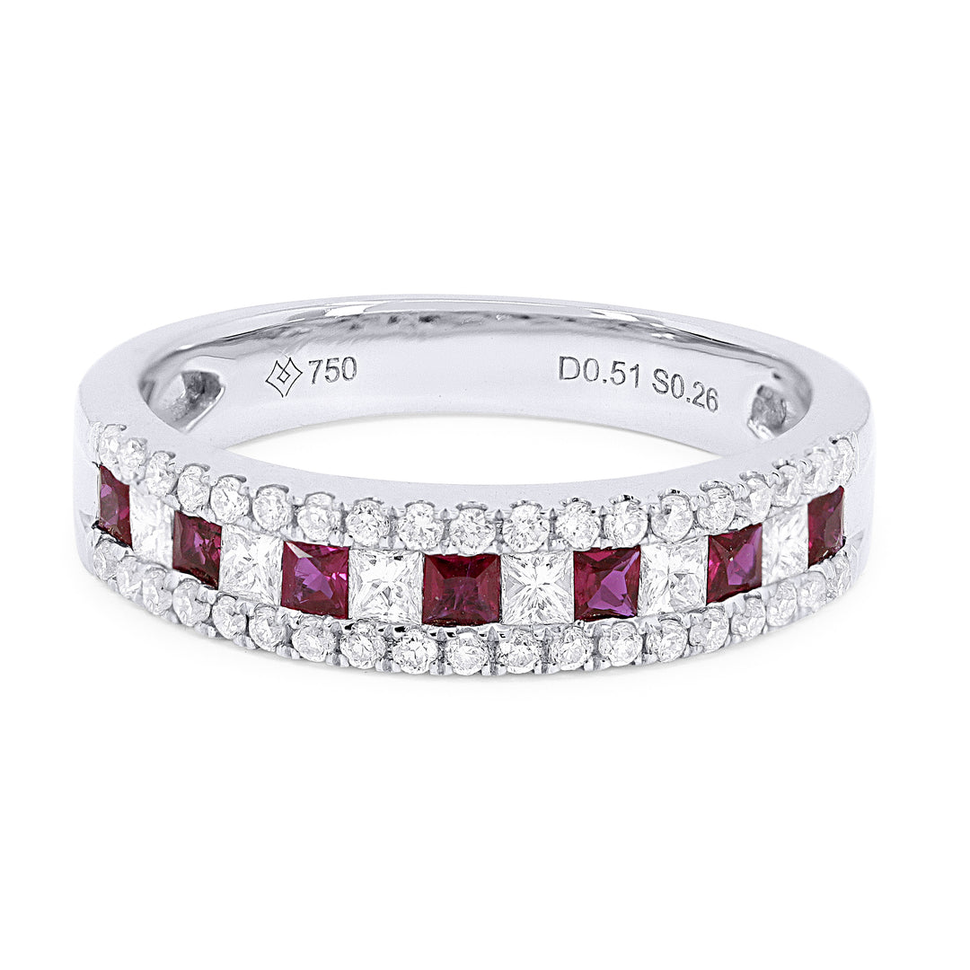 Beautiful Hand Crafted 18K White Gold  Ruby And Diamond Arianna Collection Ring