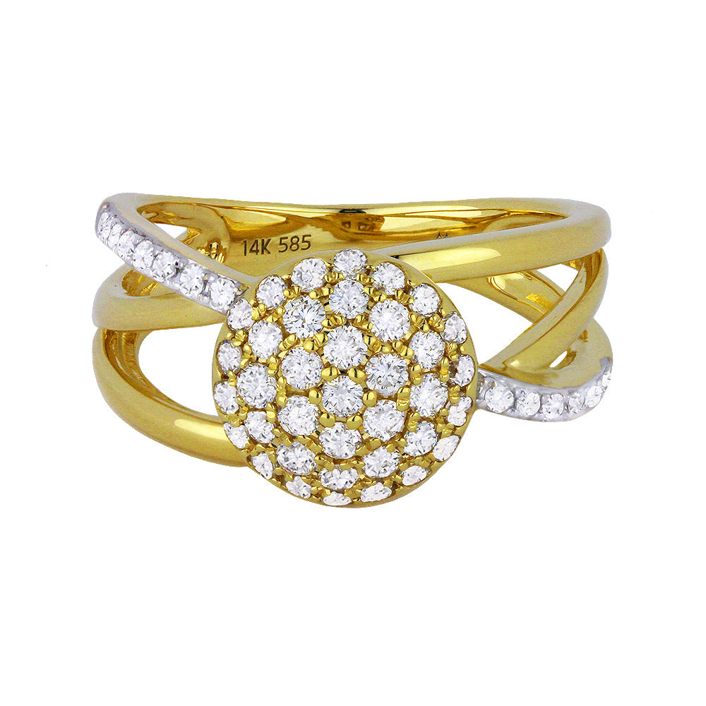 Beautiful Hand Crafted 14K Yellow Gold White Diamond Milano Collection Ring