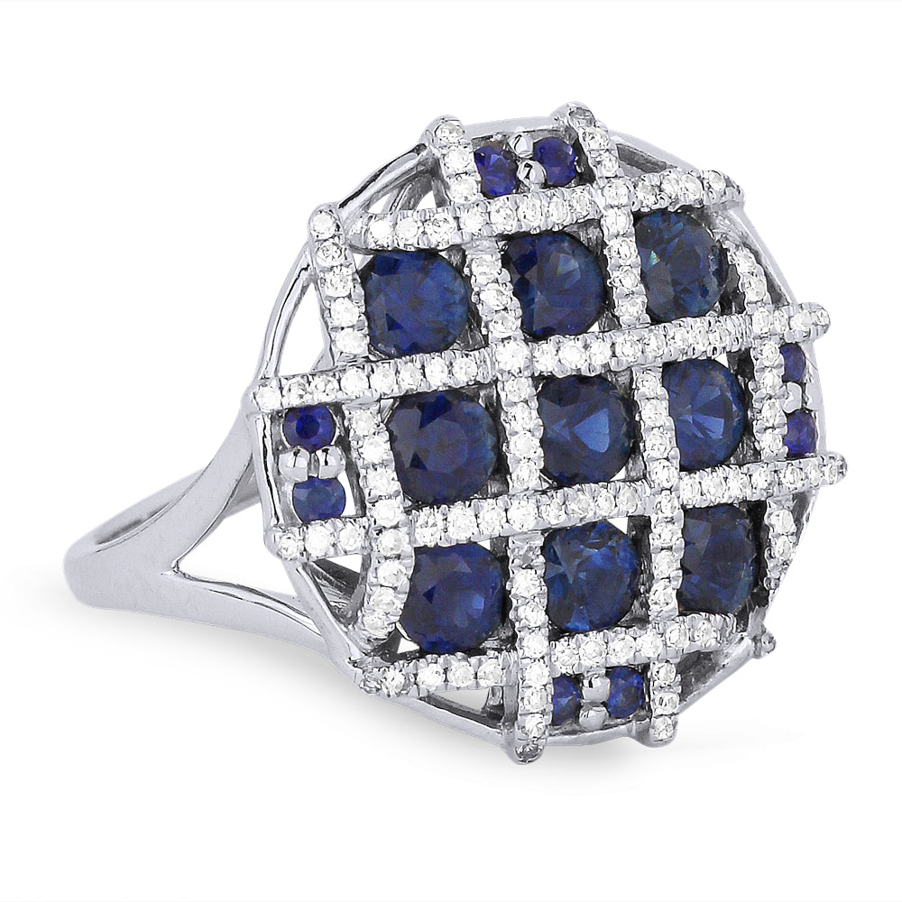 Beautiful Hand Crafted 14K White Gold  Sapphire And Diamond Arianna Collection Ring