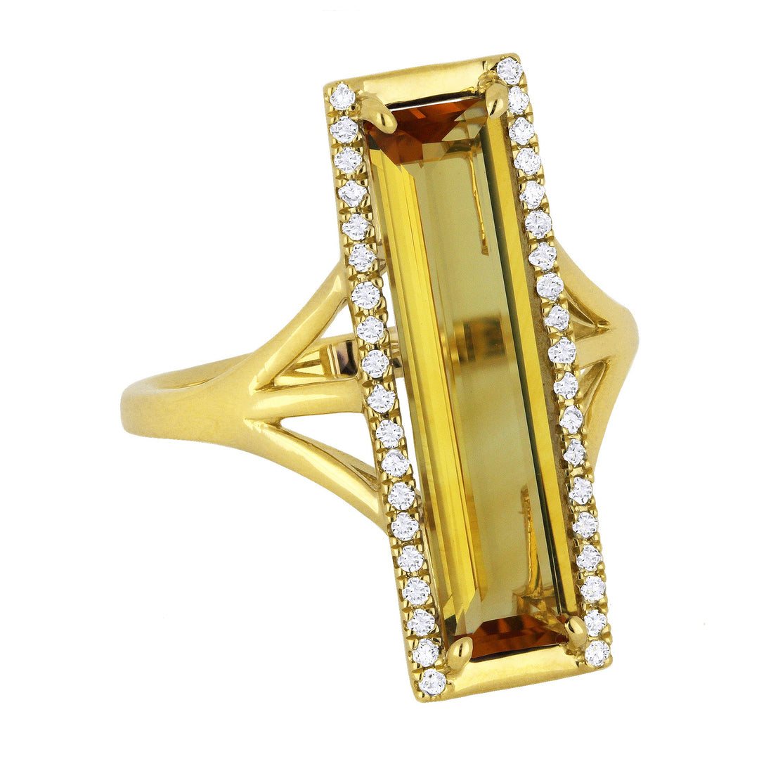 Beautiful Hand Crafted 14K Yellow Gold  Citrine And Diamond Eclectica Collection Ring