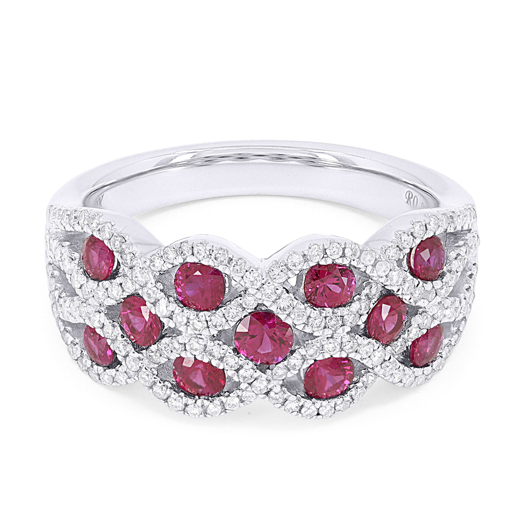 Beautiful Hand Crafted 18K White Gold  Ruby And Diamond Arianna Collection Ring