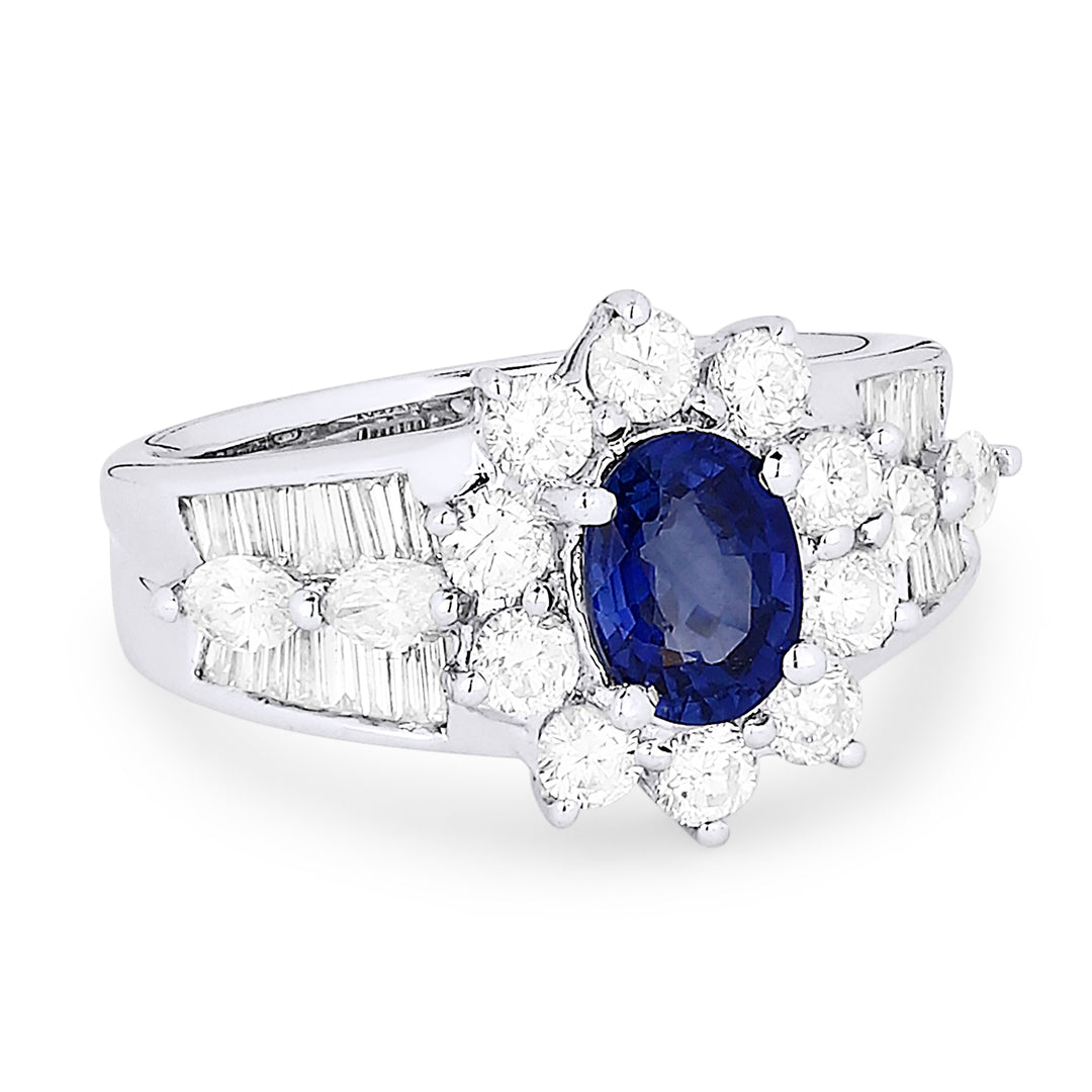 Beautiful Hand Crafted 18K White Gold  Sapphire And Diamond Arianna Collection Ring