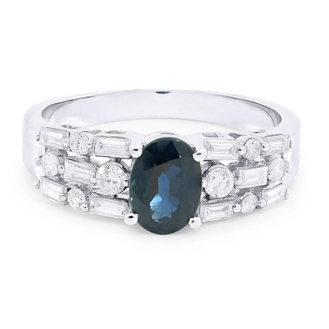 Beautiful Hand Crafted 18K White Gold  Sapphire And Diamond Arianna Collection Ring