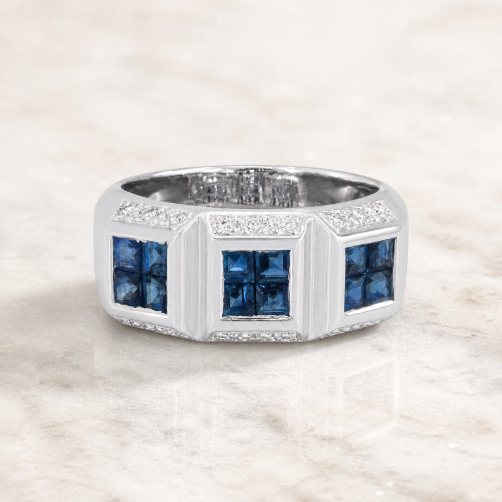 DR3665 - 14K White Gold Sapphire Ring