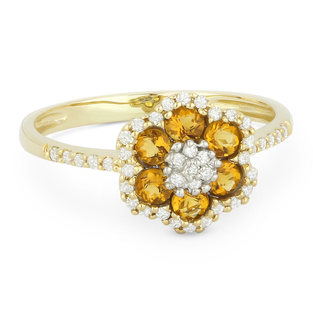 Beautiful Hand Crafted 14K Yellow Gold  Citrine And Diamond Eclectica Collection Ring