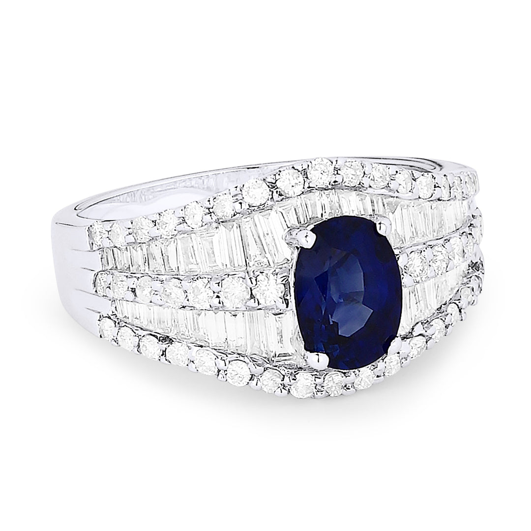 Beautiful Hand Crafted 18K White Gold  Sapphire And Diamond Arianna Collection Ring