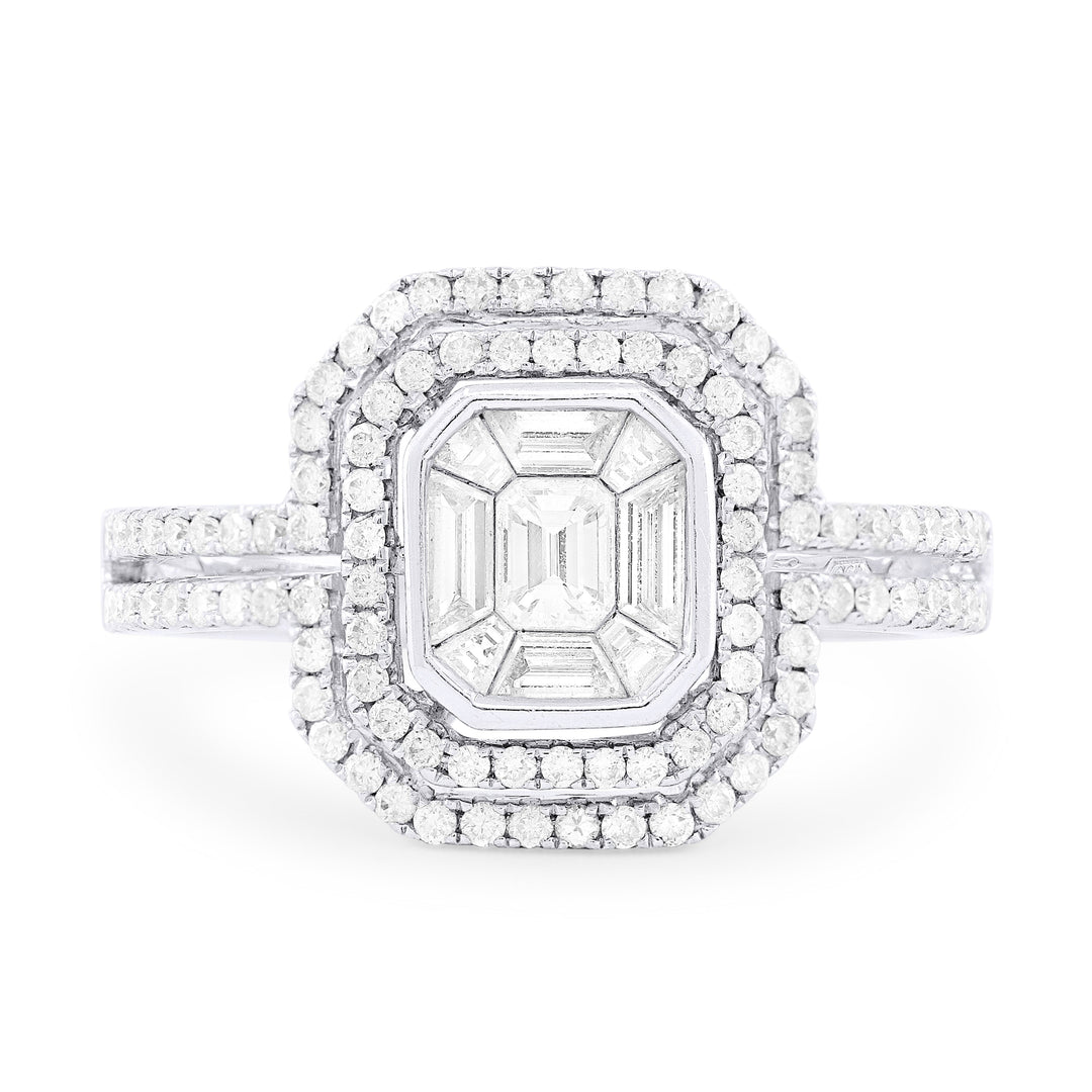 Beautiful Hand Crafted 18K White Gold White Diamond Lumina Collection Ring