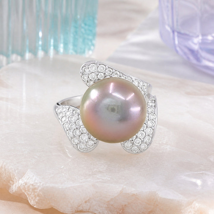 DR9847 - 18K White Gold Pearl Ring