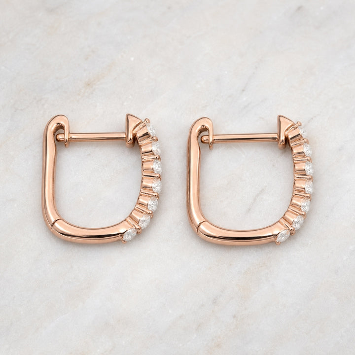 E1000 - 14K Gold Diamond Huggie Hoop Earrings
