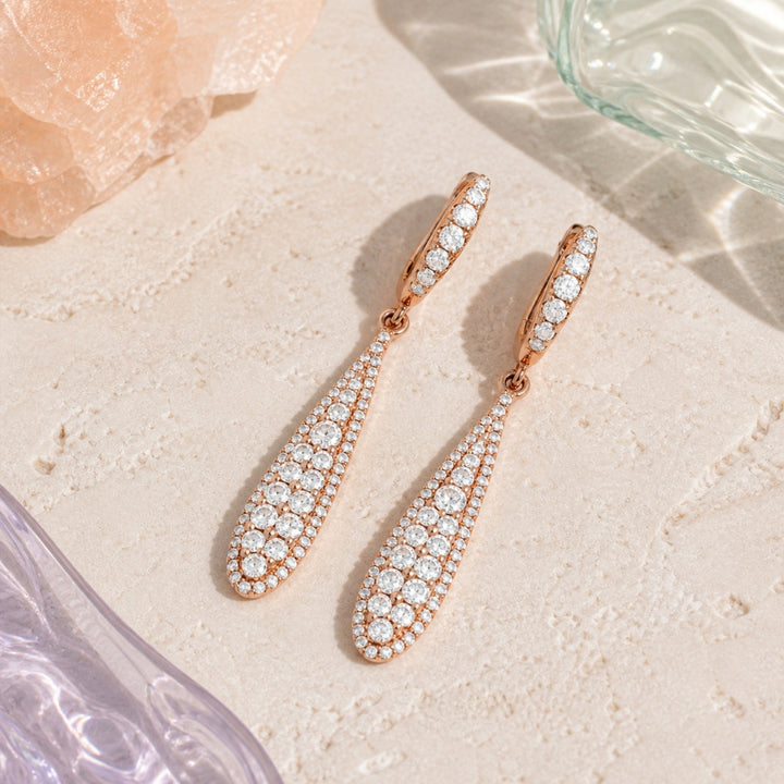 E1020 - 14K Gold Diamond Pear Drop Earrings