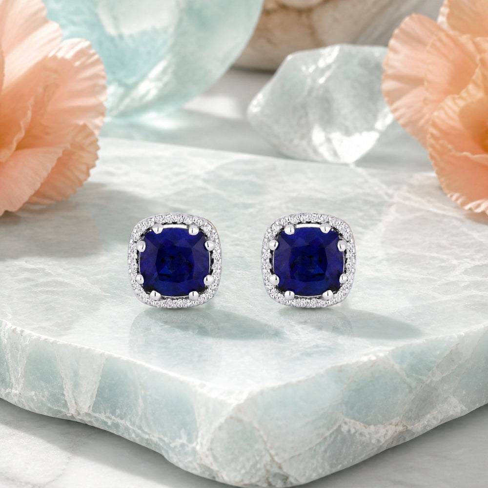 E1022 - 14K Gold Cushion Stud Earrings