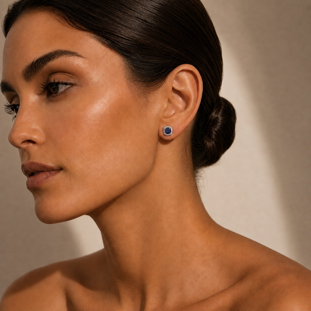E1022 - 14K Gold Cushion Stud Earrings