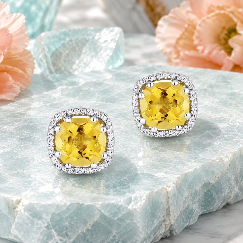 E1022 - 14K Gold Cushion Stud Earrings