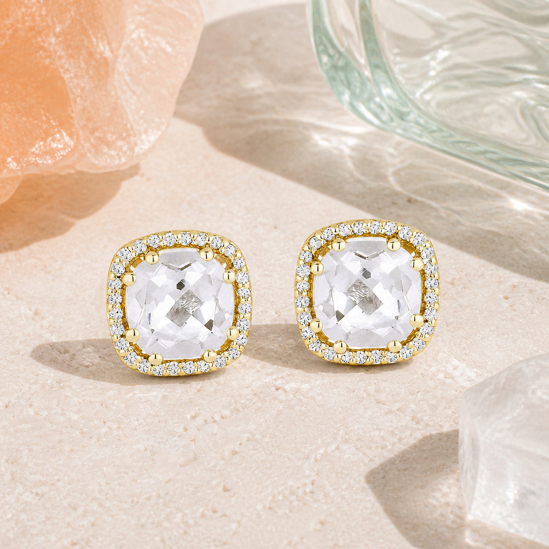 E1022 - 14K Gold Cushion Stud Earrings