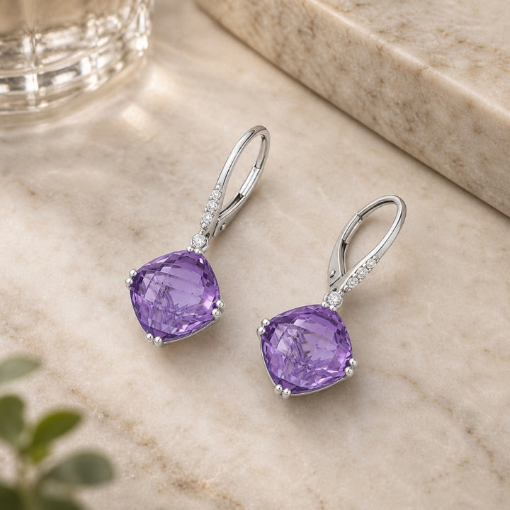E1032 - 14K Gold Cushion Drop Earrings