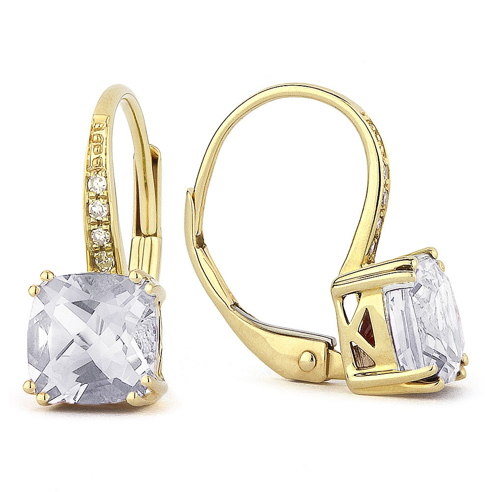Madison L 14K Yellow Gold White Topaz Cushion Drop Earrings - style E1033WTY