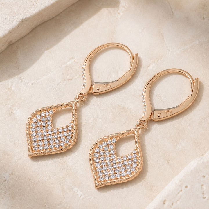E1036 - 14K Gold Diamond Marquise Drop Earrings