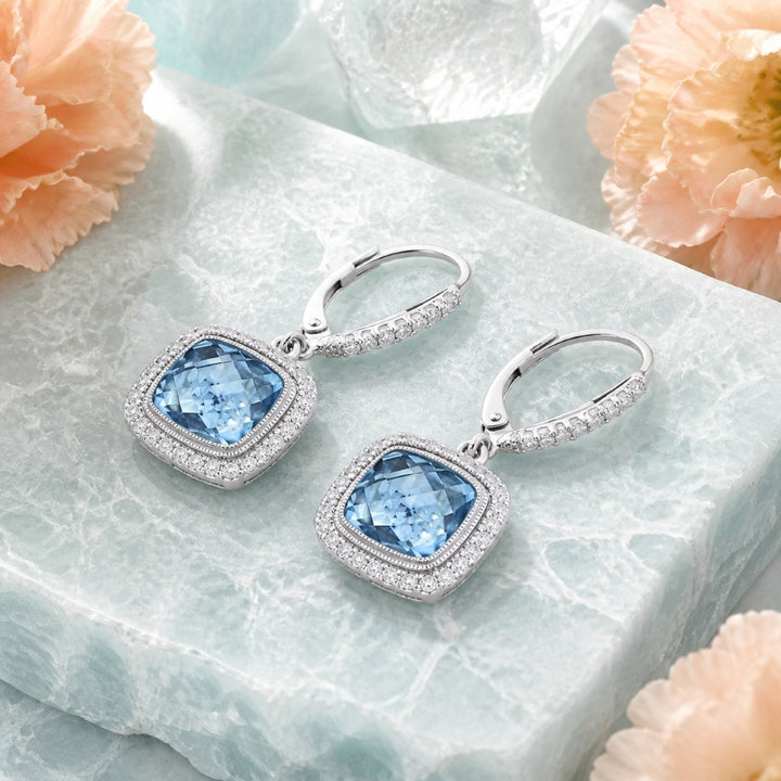 E1047 - 14K Gold Cushion Drop Earrings