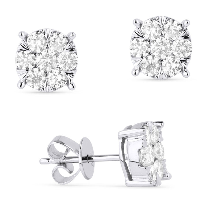 Beautiful Hand Crafted 14K White Gold  Lumina Collection Stud Earrings With A Push Back Closure