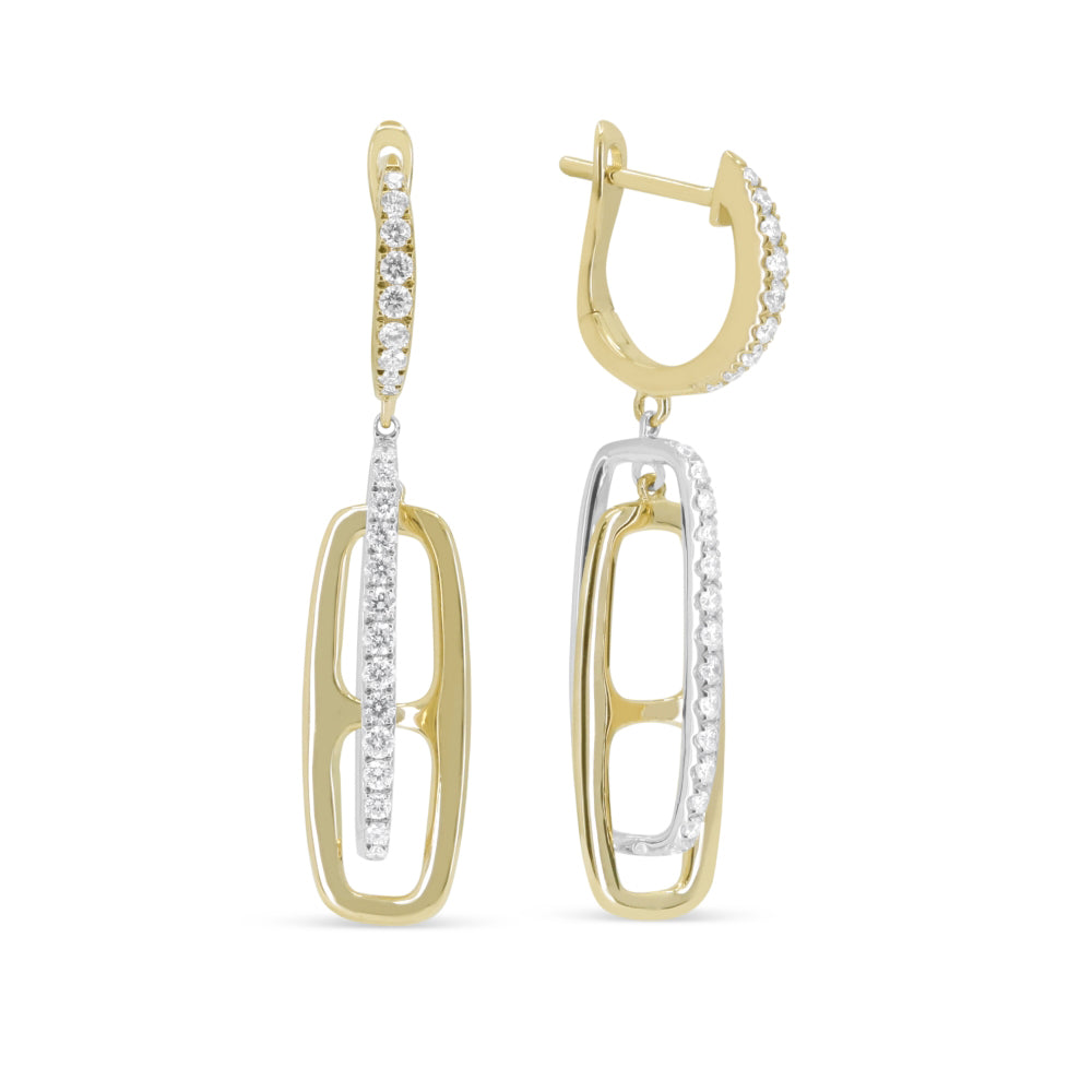 Beautiful Hand Crafted 14K Yellow Gold White Diamond Milano Collection Drop Dangle Earrings With A Lever Back Closure