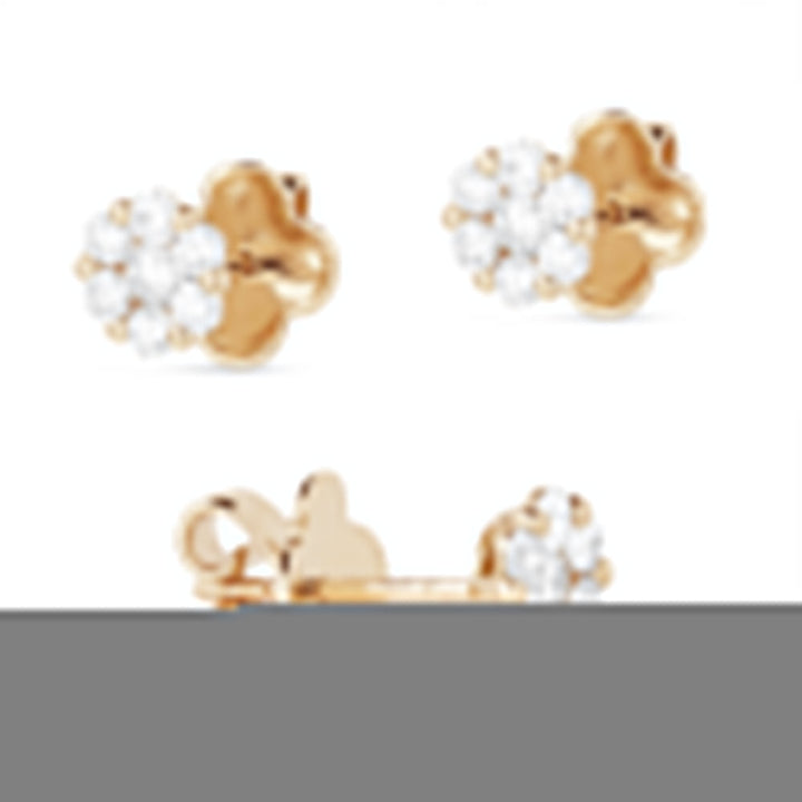 Beautiful Hand Crafted 14K Rose Gold White Diamond Lumina Collection Stud Earrings With A Push Back Closure